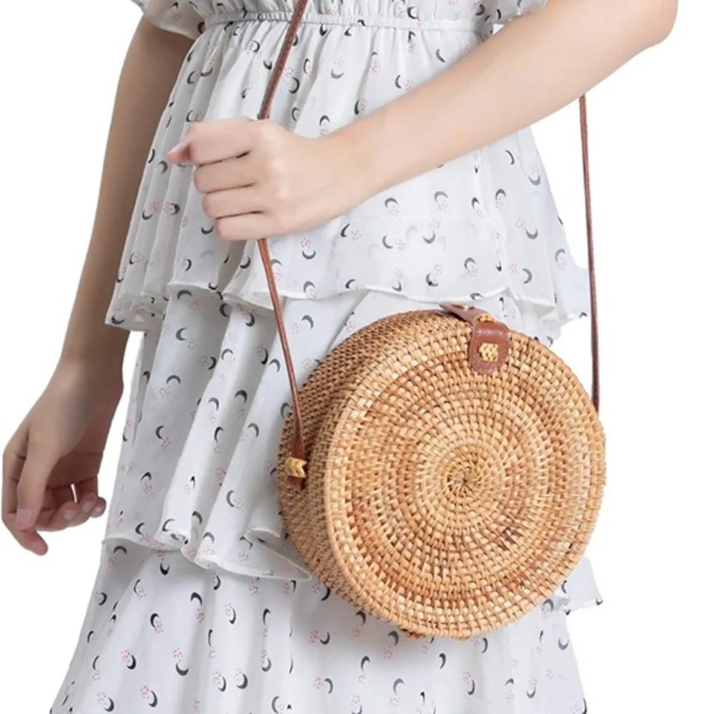 Handwoven Round Rattan Bag - Picture 10 of 10